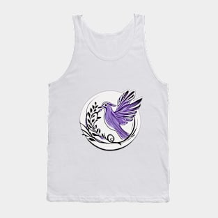 Majestic Purple Hummingbird and Floral Artwork No. 952 Tank Top